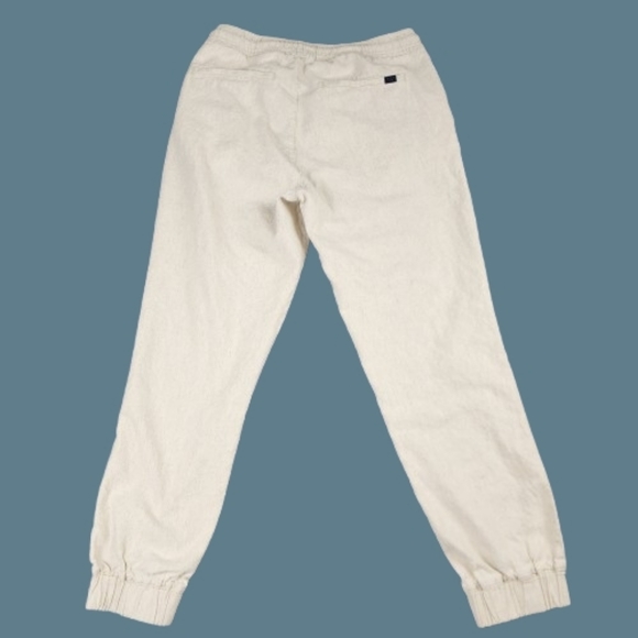 Zara Cream Drawstring Joggers Cotton/Linen Blend Size Medium - Picture 4 of 12